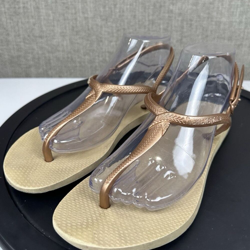 Havianas Womens Twist Strappy Sandals Thong Flip Flops EU 41 42 US 9 10 Bronze